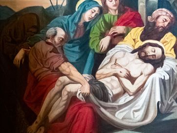 XIV. Station: Der heilige Leichnam Jesu wird in das Grab gelegt